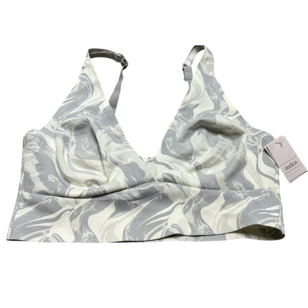 Auden Seamless Unlined Bralette, Gray Marble Swirl, Size 2XL (40DD- 42D), NWT